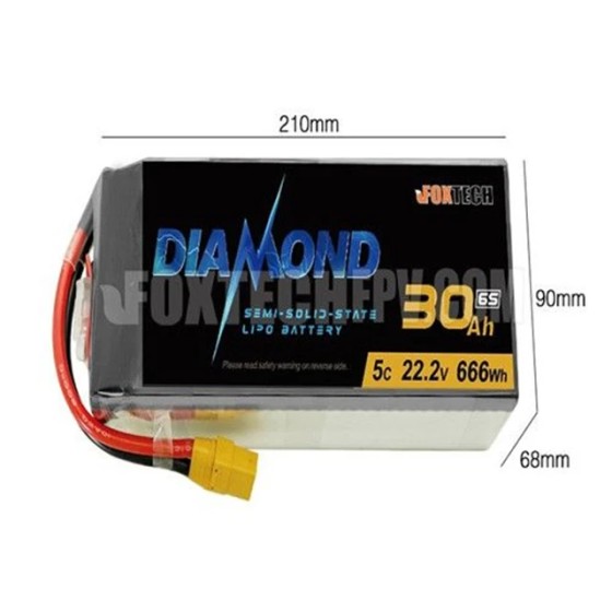 Foxtech Diamond 6S 30000mAh Semi-solid State High Energy Density Lipo Battery Semi Solid State Lipo Battery Pack VTOL  Drone UAV